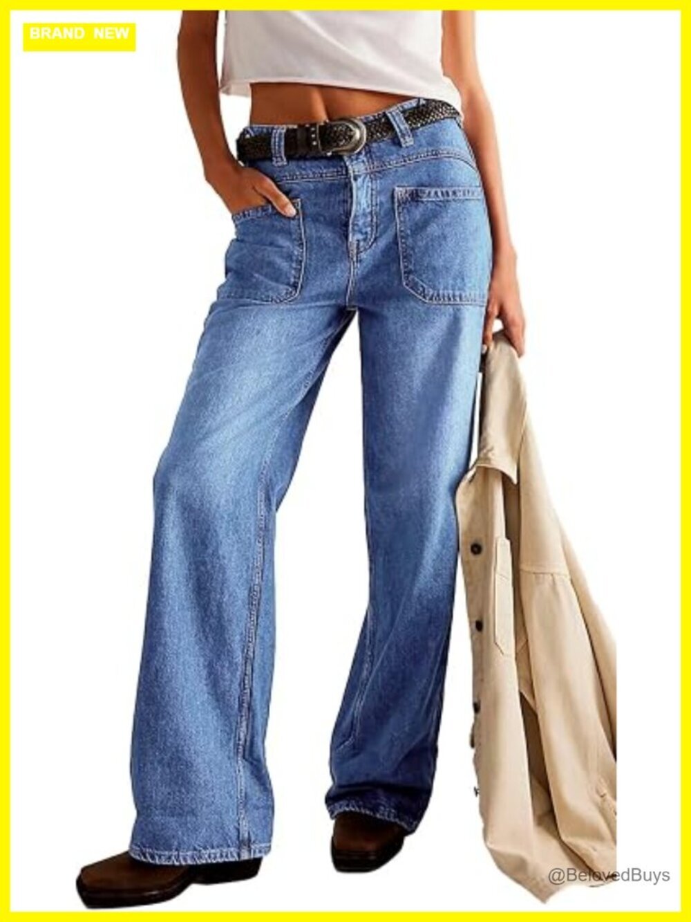 High Waisted Straight Leg Baggy Boyfriend Jeans Cargo Pants